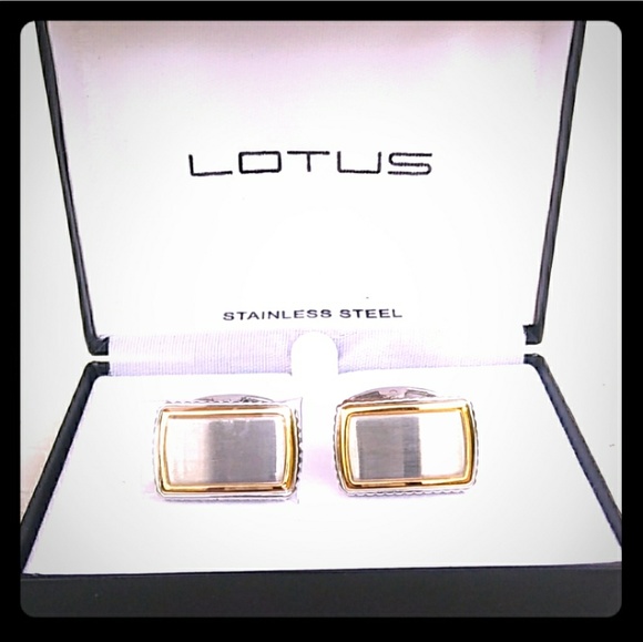 🎊SALE NOS NIB Lotus Stainless Steel Cufflinks - Picture 1 of 5